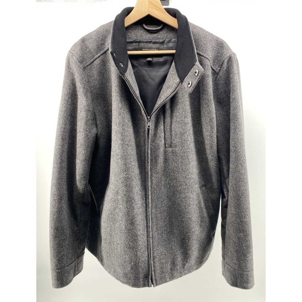 Banana Republic Men's Gray‎ Bomber Jacket Size M Full Zip Wool Vintage